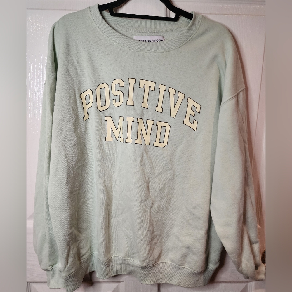 Green Crew Neck Sweater with Positive Message
